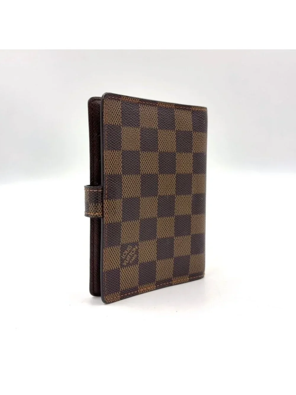 Louis Vuitton Agenda PM Damier Leather Brown Notebook Cover Gold